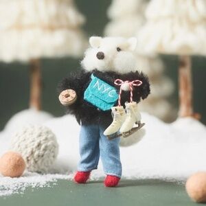 NWT Anthropologie Travel Fox New York Christmas Ornament  Felt